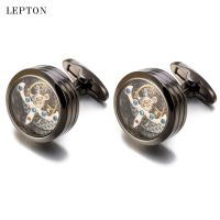 High quality Movement Tourbillon Cufflinks For Mens Wedding Groom Mechanical Watch Steampunk Gear Cufflinks Relojes Gemelos Cuff Link