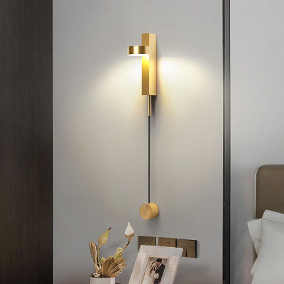 Modern Led Wall Lamp For Bedroom Bedside Lamp Wall Decoration Living Room Sconce With Switch Knob Dimming Wall Lights Gold Black