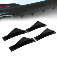 【ราคาถูกสุด】4pcs Rear Bumper Diffuser ABS Curved Glossy Black Spoiler Shark Fin Universal for Car