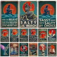 Mermaid Rusty Tin Plaque Ocean แผ่นตกแต่ง Wall Decor โรงรถบาร์ผับคลับโรงแรมห้องครัว Home Artisian Girl โปสเตอร์โลหะ