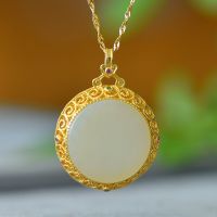 Natural White Jade Round Openable Pendant Necklace Women Fine Jewelry Hetian Jades Nephrite Storage Pendants Lucky Charms Amulet