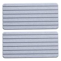 2 Piece Water Absorbent Diatomite Coasters Rectangle Grooved Design Water Absorbing Stone Gray