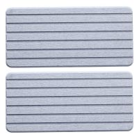 2 Piece Water Absorbent Diatomite Coasters Rectangle Grooved Design Water Absorbing Stone Gray