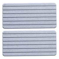 2 PCS Water Absorbent Diatomite Coasters Rectangle Grooved Design Water Absorbing Stone Gray