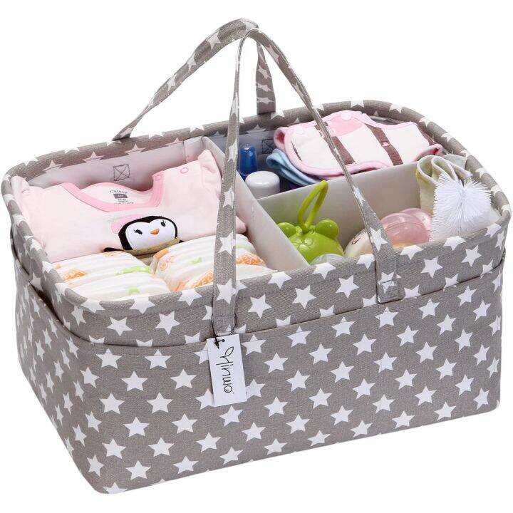 baby-diaper-caddy-3-compartment-infant-nursery-storage-portable-organizer-newborn-gift-for-diapers-amp-grey-star