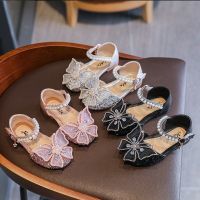 Summer Girls Sandals Fashion Sequins Rhinestone Bow Girls Princess Shoes New Childrens Party Wedding Shoes Flat Heel Sandals