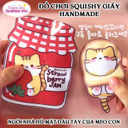 Squishy Giấy - Ngôi Nhà Búp Bê Giấy Nhồi Bông Hũ Mật Dâu Tây của Mèo Con