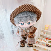 20CM Doll Clothes Replaceable Outfit Brown Plaid Coat Hat Plush Toys Accessories NCT127 Got7 Jackson Wang JIMIN  Fans Gifts