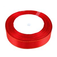 ；‘。、’ (25 Yards/Roll) Red  Edge Satin Rion Wholesale Gift Handmade DIY Christmas Rions (6/10/20/25/40Mm)