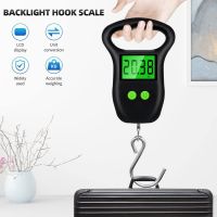 Portable Hand Held Digital Luggage Scale 50Kg 10g Fish Hook Hanging Scale Measuring Tape BackLight LCD Display Weighting Tool Luggage Scales