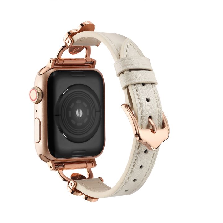 hot-sale-new-applicable-four-leaf-metal-leather-iwatch-applewatch