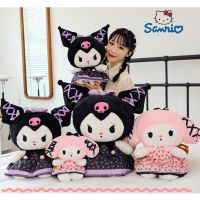 Sanrio Deep Colour Kuromi My Melody Plush Stuffed Dolls Kawaii Cartoon Sofa Cushion Pillow Lace Pattern Birthday Gift For Girls