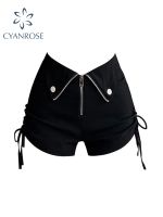 【hot】 Womens Shorts Y2k Waist Zippers Gothic Streetwear Korean Short Pants