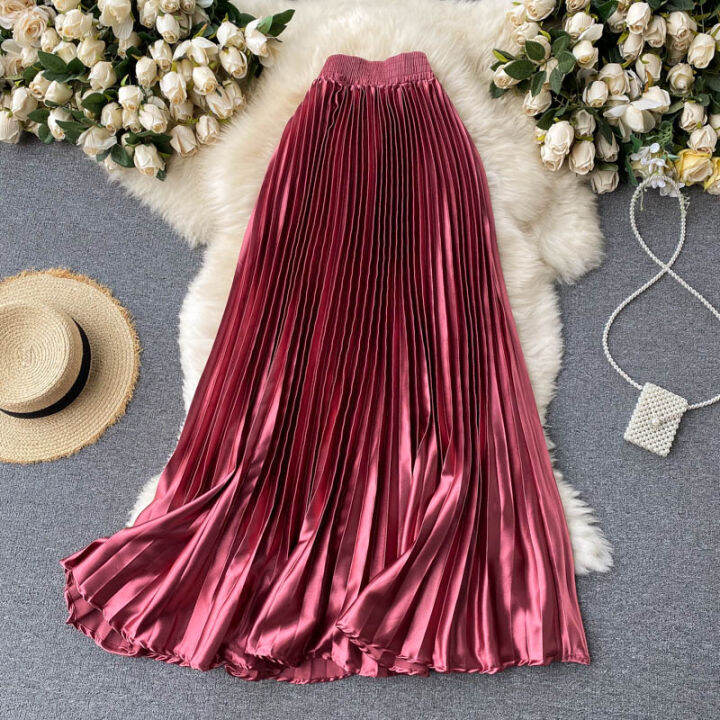 ftlzz-spring-autumn-new-women-casual-solid-pleated-midi-skirt-ladies-high-waist-a-line-slim-high-quality-female-skirt