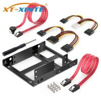 XT-XITEN 2-Bay External HDD SSD Metal Mounting Kit 2.5 Inch to 3.5 Inch Adapter Bracket With SATA Data Power Cables Screws