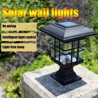 Outdoor Decorative Wall Lamp Pillar Lights Waterproof Fence Light LED Outdoor Garden Lawn Landscape Solar Column Lamp Outdoor Lighting