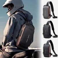 Multifunction Patent Leather Chest Bag Men Waterproof Crossbody Bag Anti-theft Travel Shoulder Bag USB Charging Sport Sling Pack