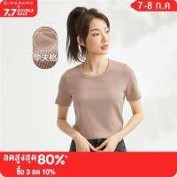 GIORDANO Women T-Shirts U-Neck Solid Color Waffle Tee Summer Short Sleeve Simple Basic Comfort Fashion Casual Tshirts 05323455