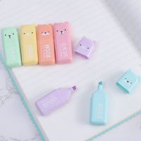 6Pcs/Set Cartoon Animals Highlighter Macaron Oblique Tip Marker Fluorescent Pen-Yuerek