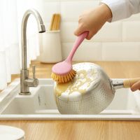 Household kitchen long-handled pot washing pot brush with handle dishwashing cup cleaning artifact sink stove cleaning brush 【JYUE】