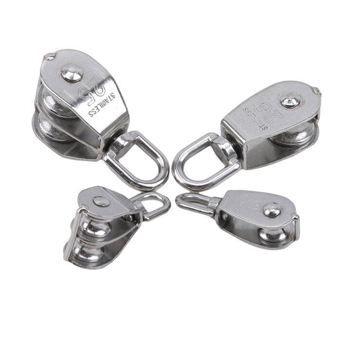 AuInn M20 Crane Pulley Block, Including 2 Swivel Hook Single Pulleys, Nylon Pulley Line Rope, Eye Pad Plate, Cleat Hooks