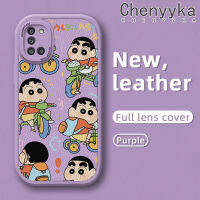 Chenyyyka เคส M31 M31 A31ปลอกสำหรับ Samsung ลายการ์ตูนน่ารักสีเทียนหน้าแข้งดีไซน์ใหม่นุ่มหนังเคสป้องกันกล้องฝาปิดด้านหลังเลนส์เต็มรูปแบบเคสกันกระแทก