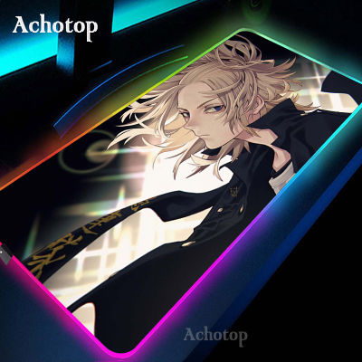 Tokyo Revengers RGB Mouse Pad Anime Gaming Mouse Pad Computer Large Mousepad Backlit Mouse Mat LED Gamer Mause Car Desk Mat