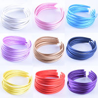 10ชิ้น/ล็อตธรรมดา10มม. แถบคาดศีรษะซาตินเด็กสาวผ้าหุ้มเรซิ่น Hairbands พลาสติก Headbands เด็กยางยืดเครื่องประดับผม