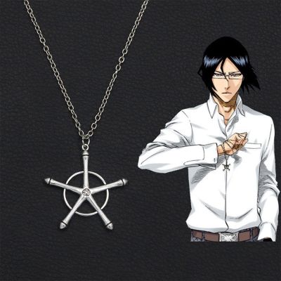 Anime Bleach Necklace Quincy Ishida Uryuu Cosplay Ginrei Gojiaku Amulet Alloy Choker Chain celets Pendant Jewelry Accessories