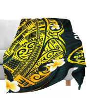 Golden Guam Polynesian Tribal Fleece Blankets for All Season Oversize Throw Blanket for Bed Sofa Super Soft Sherpa Blanket
