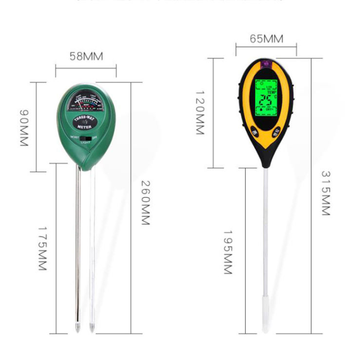 ph-ทดสอบดินดินความชื้นตรวจสอบแสงแดดอุณหภูมิทดสอบความเป็นกรดด่างทดสอบพืชสวนเครื่องวัดอุณหภูมิความชื้น
