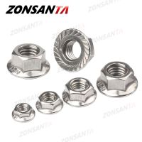 [HOT 2023] ZONSANTA Hexagon Flange Nut 304สแตนเลสสตีลหกเหลี่ยม M3 M4 M5 M6 M8 M10 M12 M16 M20 DIN6923 Pinking Slip ล็อคล็อคถั่ว