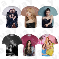 * YAYA * K-POP BlackPink Jisoo Jennie Rose Lisa Fan เสื้อยืดลาย3D เด็กผู้หญิงเด็กน้อย