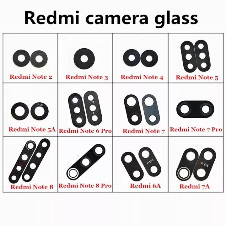 2ชิ้น/ล็อตฝาครอบด้านหลังกระจกกล้องถ่ายรูปเหมาะสำหรับ Xiaomi Redmi7 Redmi Note 5A 6A 7A 8 Pro พร้อมสติ๊กเกอร์กาวอะไหล่ทดแทน