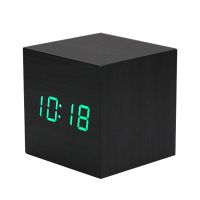 （HOT NEW）นาฬิกาปลุกไม้การควบคุมด้วยเสียง Wood Despertador Usb/aaa PoweredDesktop Clocks