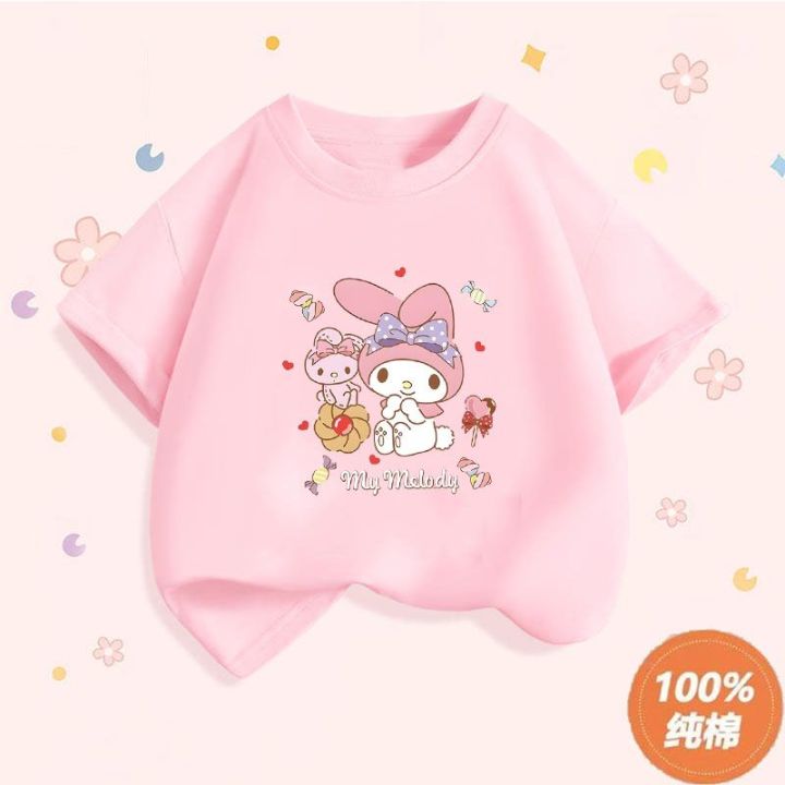 Sanrioes Anime Kuromi Cinnamoroll Melody Kids Summer Clothes Girls ...