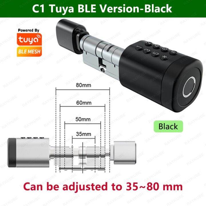 raykube-ล็อกกระบอกสูบอัจฉริยะ-c1บลูทูธ-tuya-ttlock-แอปรหัสลายนิ้วมือการ์ด-ic-ติดตั้งง่ายสากล