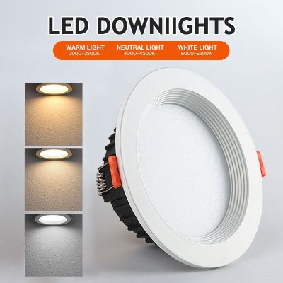 ดาวน์ไลท์ LED หรี่แสงได้กันแสงสะท้อน7/10/12/15W แอลอีดีเพดานไฟไฟอัตโนมัติห้องนอนห้องครัวโคมไฟฝัง AC85-265V