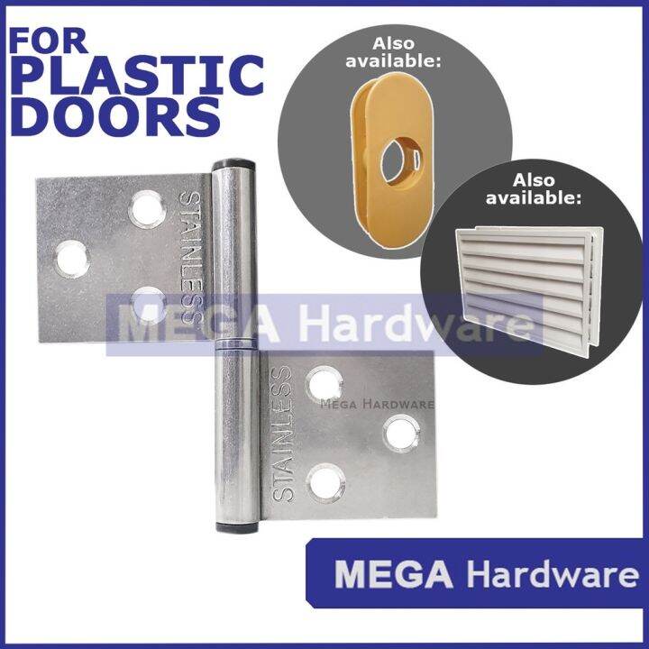 STAINLESS PVC Plastic Door Hinge / Bisagra / Flag Hinge (Butterfly Hinge) Door Knob Pad