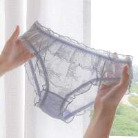 panties bow see-through mesh quick-drying mid-waist ruffled sweet girl new panties 39;s women size large lace full sexy Japanese