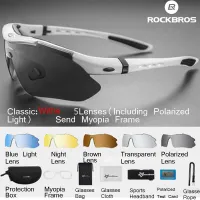 ROCKBROS 5 Lenses Polarized Sports Sunglasses For Women Men Black UV400 Cycling Glasses For Bicycles Ciclismo Cycling Eyewear