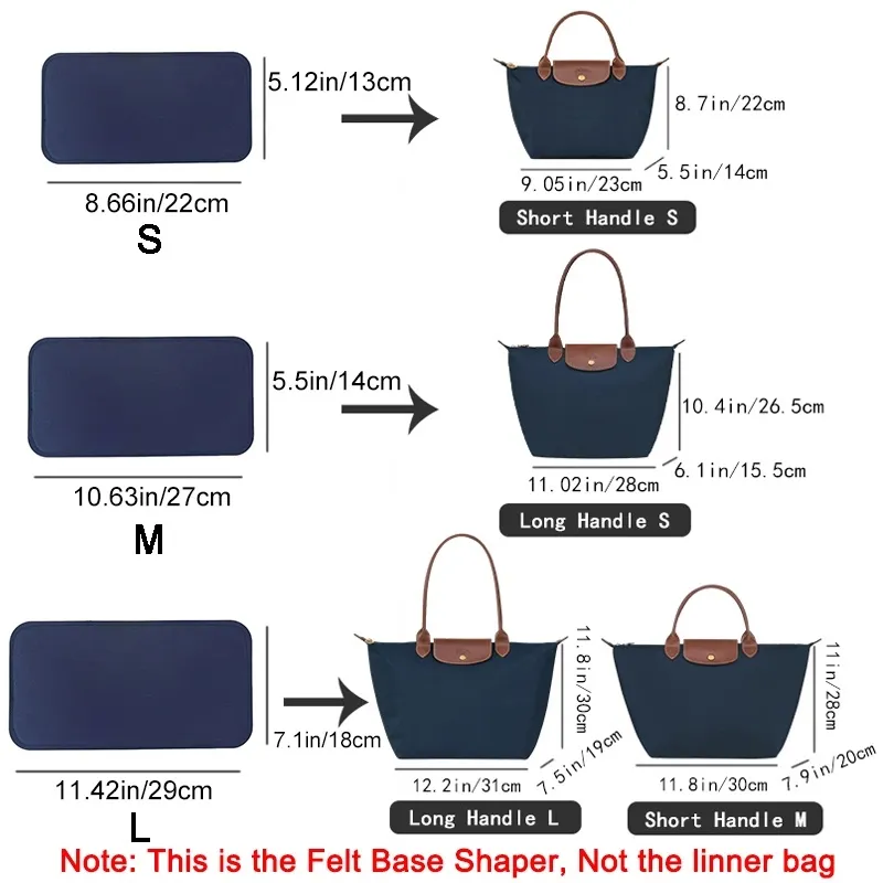 EverToner Felt Insert Organizer Bag for Longchamp Mini Le Pliage