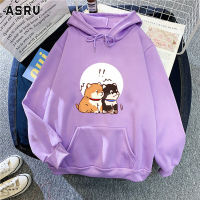 ASRV เสื้อสเวตเตอร์ลำลองมีฮู้ดทรงหลวมมีฮู้ดลายพิมพ์แขนยาวสเวตเตอร์แขนยาวเด็กหญิงเด็กชายแจ็คเก็ตแขนยาวลายการ์ตูนน่ารักสามารถสวมใส่ได้ทั้งชายและหญิง