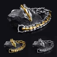 Fashion Retro MenS Jewelry Hip Hop Head Dragon Lin Bracelets Exaggerated Dragon Jewelry MenS Jewelry Gifts