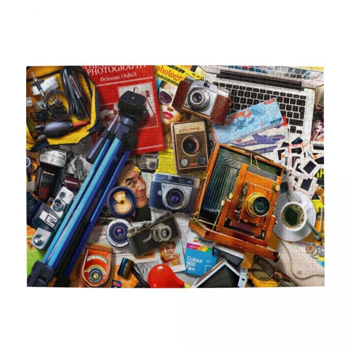 retro-camera-tabletop-wooden-jigsaw-puzzle-500-pieces-educational-toy-painting-art-decor-decompression-toys-500pcs