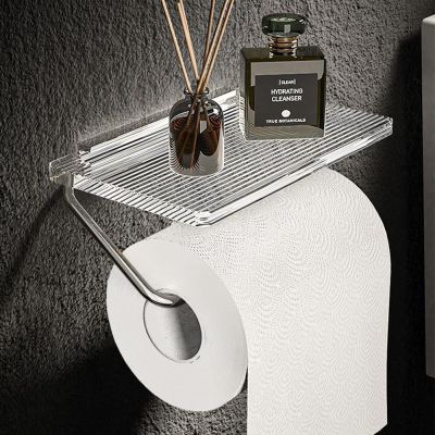 European Toilet Paper Holder Acrylic Panel Aluminum Alloy Material Bathroom Wall Hanging Punch-Free Toilet Paper Roll Holder