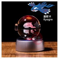 ของเล่นอะนิเมะโปเกมอน Kyogre 3มิติลูกบอลคริสตัลโปเกมอนฟิกเกอร์อนิเมะคริสตัลแกะสลักโมเดลพร้อมฐานไฟ LED สำหรับเด็กของขวัญอะนิเมะ