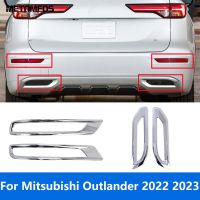 ฝาครอบไฟไฟตัดหมอกหลังสำหรับ Mitsubishi Outlander 2022 2023ไฟตัดหมอกโครเมี่ยมตัวติดฝากระโปรงรถยนต์อุปกรณ์เสริมตกแต่งรถหมวกครอปกระจกรถ