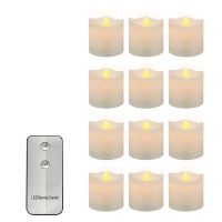 ✠✈ 12 Pieces Remote Control Realistic and Bright Flickering Bulb Battery Operated Flameless LED Tea Light Electric Fake Candle