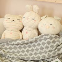 【CW】Cute Bunny Plush Doll Baby Soothing Rabbit Bear Pig Stuffed Toy Kids Sleeping Hug Pillow Cartoon Animals Nice Birthday Gift